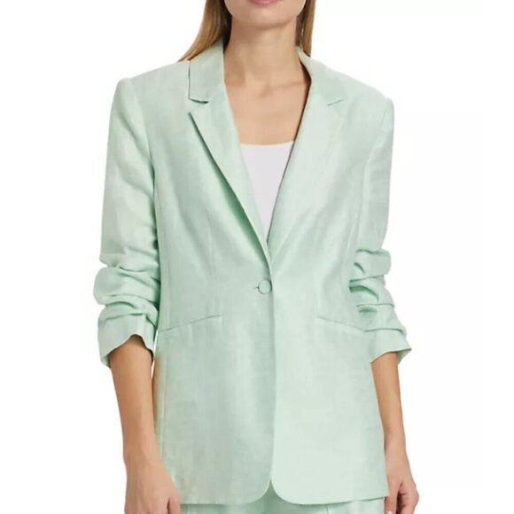 Cinq à Sept 'Kylie' Linen-Blend Jacket Blazer, Minty Delight (Pale Green) - Picture 1 of 4